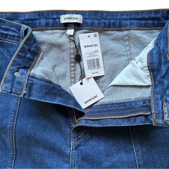 NWT SIMKHAI River Cargo Dark Wash Denim Blue Jeans Size 31 - Picture 6 of 13